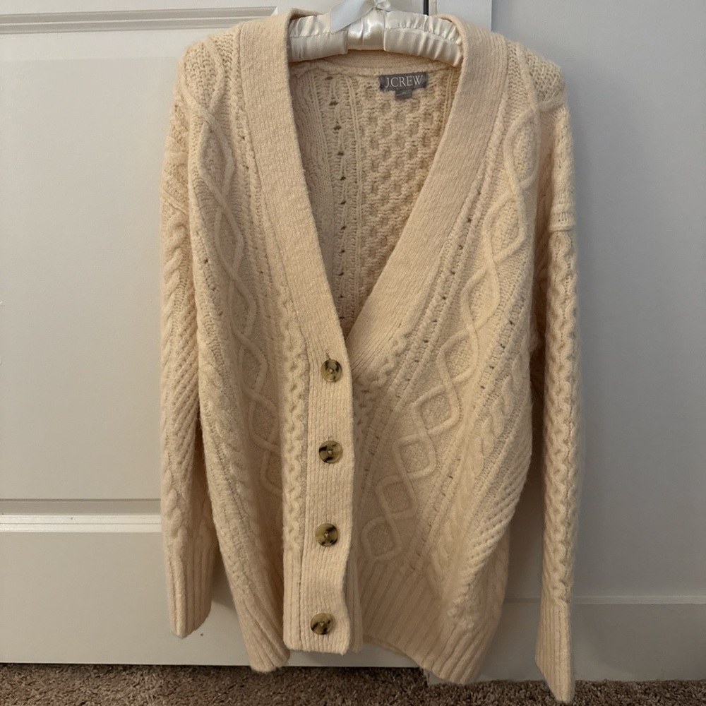 J. Crew Women's Beige Cable Knit Cardigan